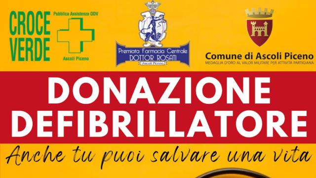 Farmacia Rosati e Croce Verde Ascoli Piceno, donato defibrillatore al Comune 