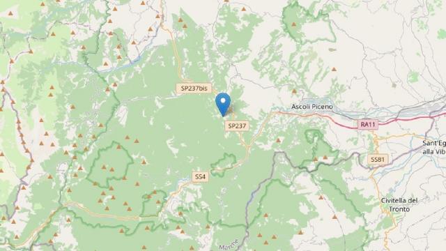 Ascoli Piceno, registrata scossa di terremoto con epicentro nei pressi di Roccafluvione