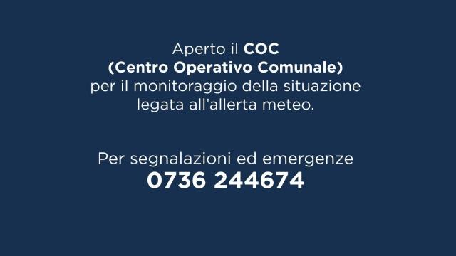 Maltempo, ad Ascoli Piceno aperto il Centro Operativo Comunale (COC) per il monitoraggio