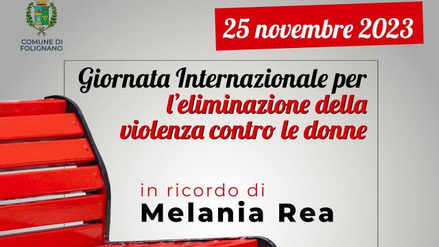 Folignano, panchina rossa in ricordo di Melania Rea. Terrani: “Tenere accesi i riflettori sul tema del femminicidio”