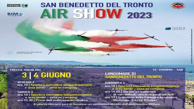 San Benedetto: ''Air Show 2023'', tornano ad esibirsi le frecce tricolori 