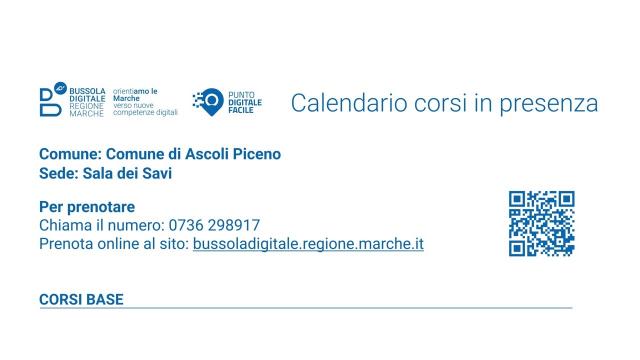 Ascoli Piceno, ultimi tre appuntamenti del progetto 'Bussola Digitale' della Regione Marche