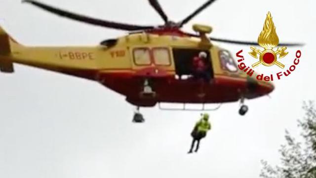 Acquasanta Terme, Vigili del Fuoco ed 'Icaro' al lavoro per soccorso in zona Macera della Morte
