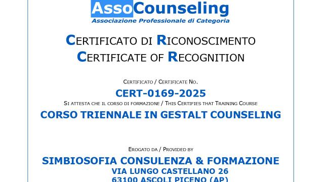 Ascoli Piceno, Simbiosofia ottiene importante riconoscimento per propri corsi da parte di AssoCounseling