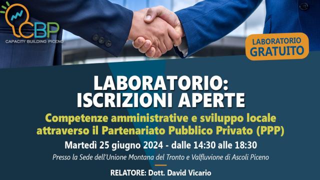 Ascoli Piceno, Partenariato Pubblico-Privato: laboratorio gratuito all’Unione Montana