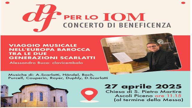 Ascolipicenofestival: concerto a favore dello Iom, appuntamento nella chiesa di San Pietro Martire