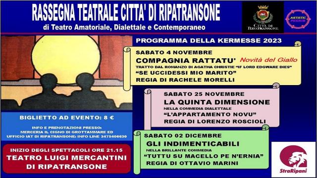 Artistic Picenum, al ''Mercantini'' di Ripatransone protagonista il teatro amatoriale piceno di qualità