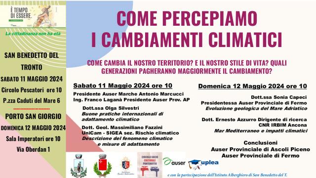 Come percepiamo i cambiamenti climatici? Incontri con Associazione Auser a San Benedetto del Tronto e Porto San Giorgio 