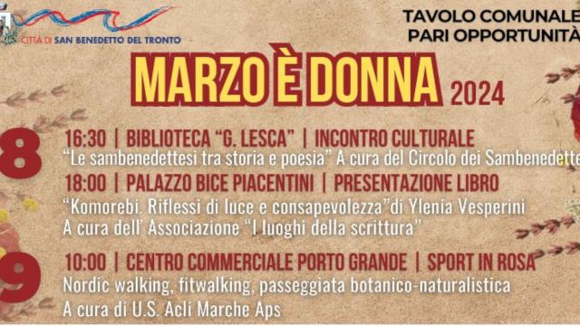 'Marzo è donna', calendario degli eventi a San Benedetto del Tronto