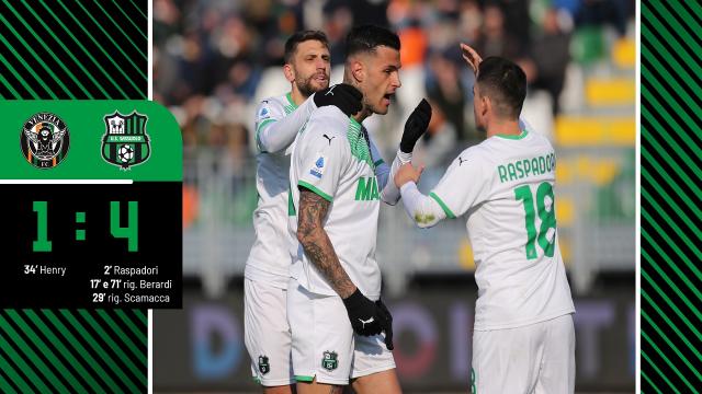 Venezia-Sassuolo 1-4, highlights. Undicesimo gol per Scamacca