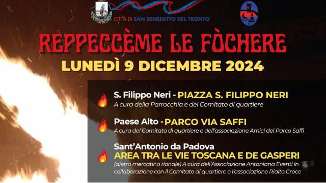 ''Reppeccème le fòchere'', a San Benedetto del Tronto tornano i falò in varie zone della città
