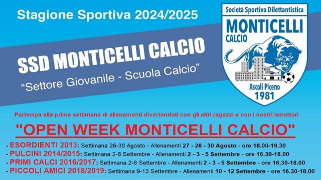 Monticelli Calcio, primo Open Week dedicato a tutti i ragazzi del quartiere e della città di Ascoli