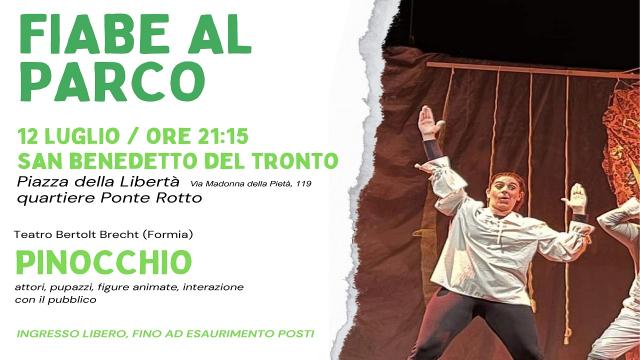 San Benedetto: rassegna di teatro di strada ''Fiabe al parco'', appuntamento con Pinocchio