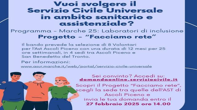 Ascoli Piceno e San Benedetto: servizio civile universale, otto i posti disponibili