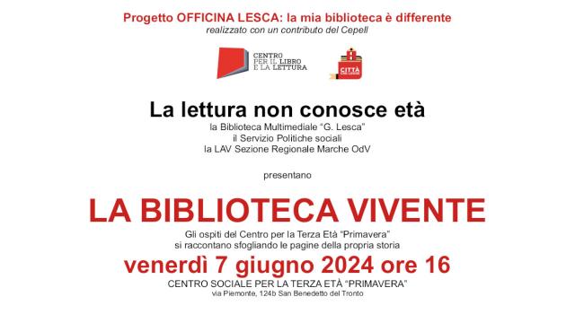 San Benedetto del Tronto, Centro per la terza età ''Primavera'' diventa una biblioteca vivente