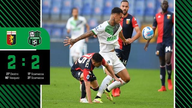 Genoa-Sassuolo 2-2, highlights. Gol di Destro e doppietta per Scamacca