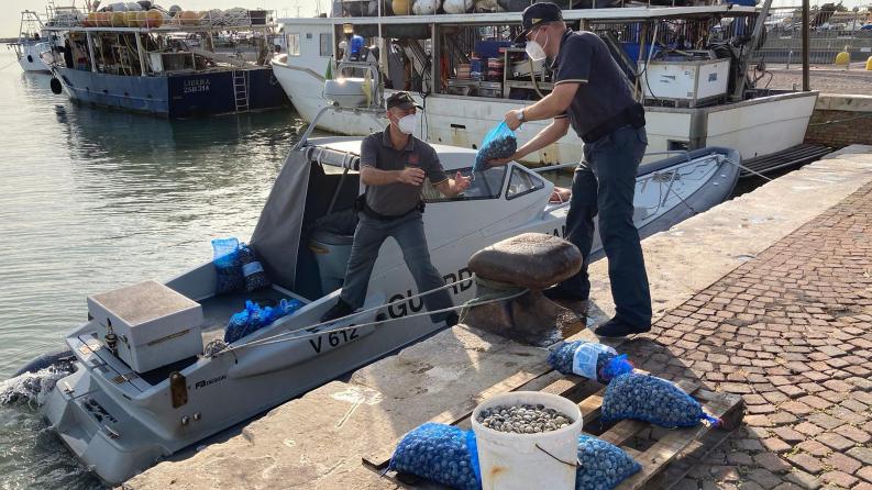 Guardia di Finanza, a San Benedetto sequestrati 200 chili di vongole senza etichettatura e tracciabilità