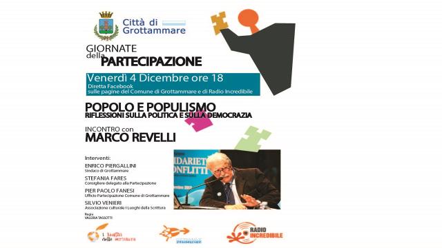 Grottammare: ''Popolo e Populismo'', incontro con  Marco Revelli 