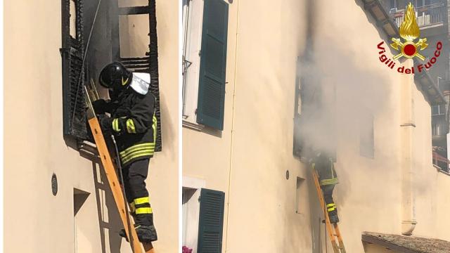 Ascoli Piceno, intervento dei Vigili del Fuoco per incendio in un appartamento del centro 