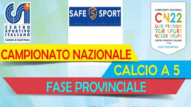 Ascoli Piceno: Centro Sportivo Italiano, al via campionato di calcio a 5 open e giovanile