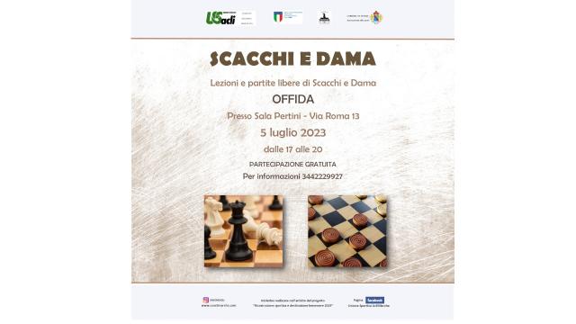 Offida: Sala Pertini, lezioni e partite libere di scacchi e dama 
