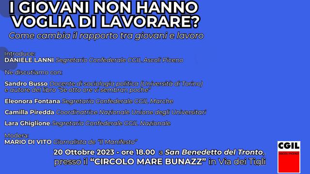 Cgil Ascoli Piceno: giovani sempre più precari e lontani dal territorio. Dibattito pubblico a San Benedetto del Tronto