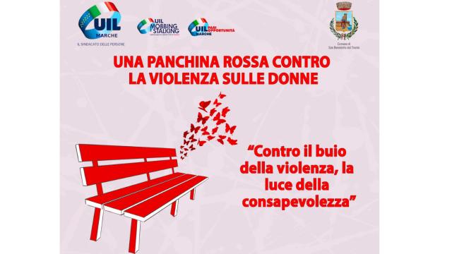  Uil, a San Benedetto si inaugura la Panchina Rossa contro le violenze di genere 