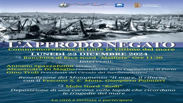 San Benedetto, ''Approdo Negato'': la commemorazione nel giorno della tragedia del ''Rodi''