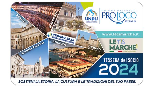 Tessera Nazionale socio Pro Loco parla marchigiano. Consegnata ad Acquaroli card con immagini delle sei città capoluogo
