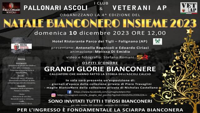 Ascoli Calcio, quarta edizione del 'Natale Bianconero Insieme' con “Veterani” e “Pallonari”. Tanti ospiti d'onore