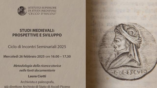 Istituto Superiore di Studi Medievali, ad Ascoli incontro su Metodologia della ricerca storica nelle fonti documentarie