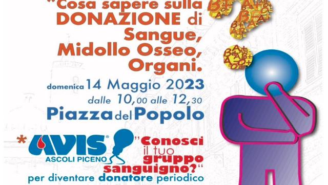 Ascoli Piceno, 'Conosci il tuo gruppo sanguigno?': questa l'iniziativa gratuita Avis programmata in piazza del Popolo