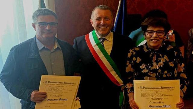 Consegna dei diplomi dell'Ordine “Al Merito della Repubblica Italiana”, insigniti due cittadini di Acquaviva Picena