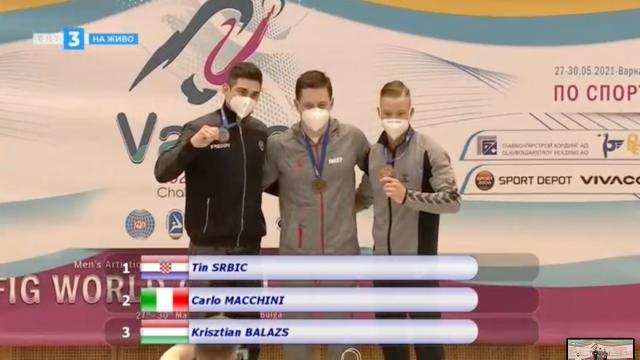 Ginnastica artistica, il fermano Macchini secondo nella sbarra in Coppa del Mondo a Varna