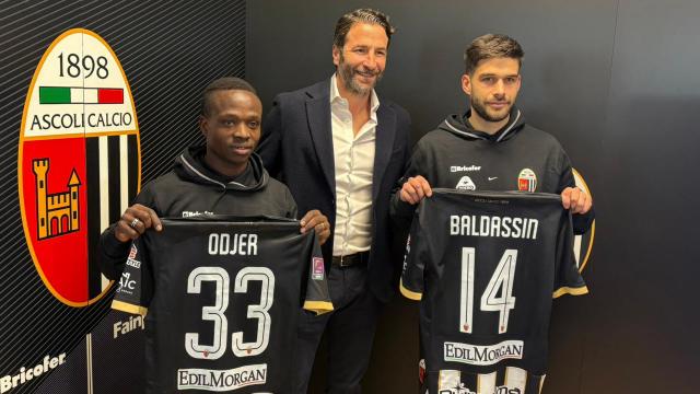 Ascoli Calcio, il ds Sforzini presenta i centrocampisti Odjer e Baldassin in conferenza stampa