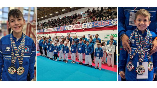 Ragazzi e ragazze 'Master Karate Offida' con Maestro Graziano Ciotti giganteggiano al 'Campionato nazionale Karate Csen'