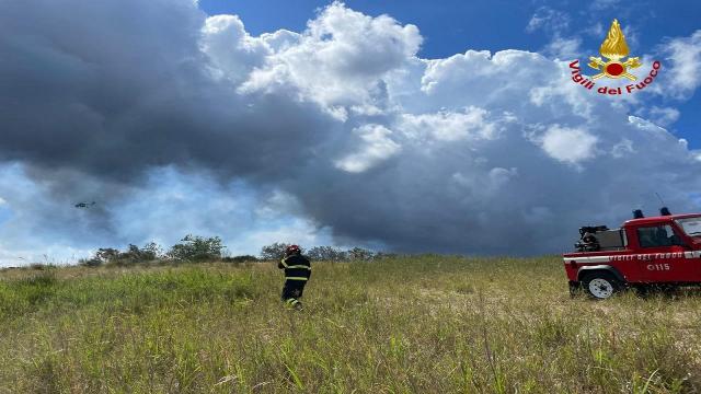 Castignano, arrivano i Vigili del Fuoco per un incendio in un bosco a Valle Orta