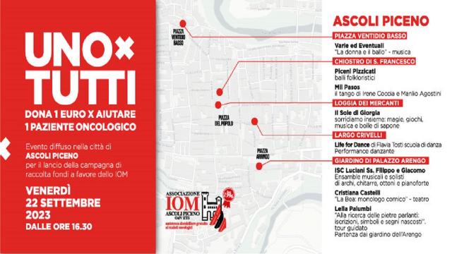 Ascoli e San Benedetto: ''Unoxtutti'', evento diffuso Iom per raccolta fondi oncologica