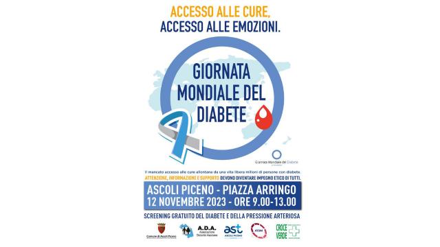 'Giornata mondiale del diabete', ad Ascoli Piceno screening gratuito del diabete e della pressione arteriosa