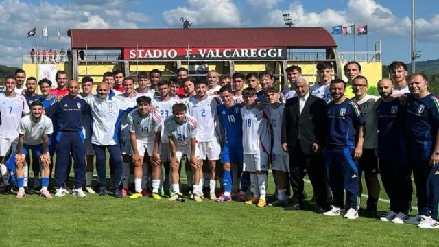 Ascoli Calcio, D'Uffizi in campo nella ripresa dell'amichevole persa 3-1 dall'Under 20 con l'Italia di Spalletti