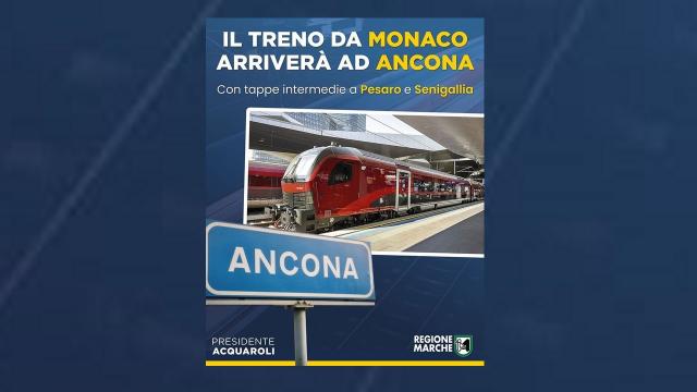 Il collegamento ferroviario da Monaco di Baviera arriverà fino ad Ancona con fermate intermedie a Pesaro e Senigallia