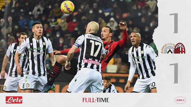 Udinese-Milan 1-1, highlights