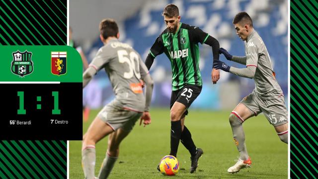 Sassuolo-Genoa 1-1, highlights. Splendido gol di tacco di Destro