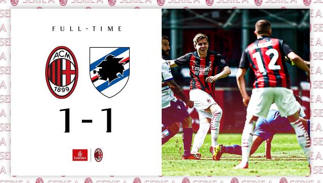 Milan-Sampdoria 1-1, highlights. Hauge nel finale replica a Quagliarella