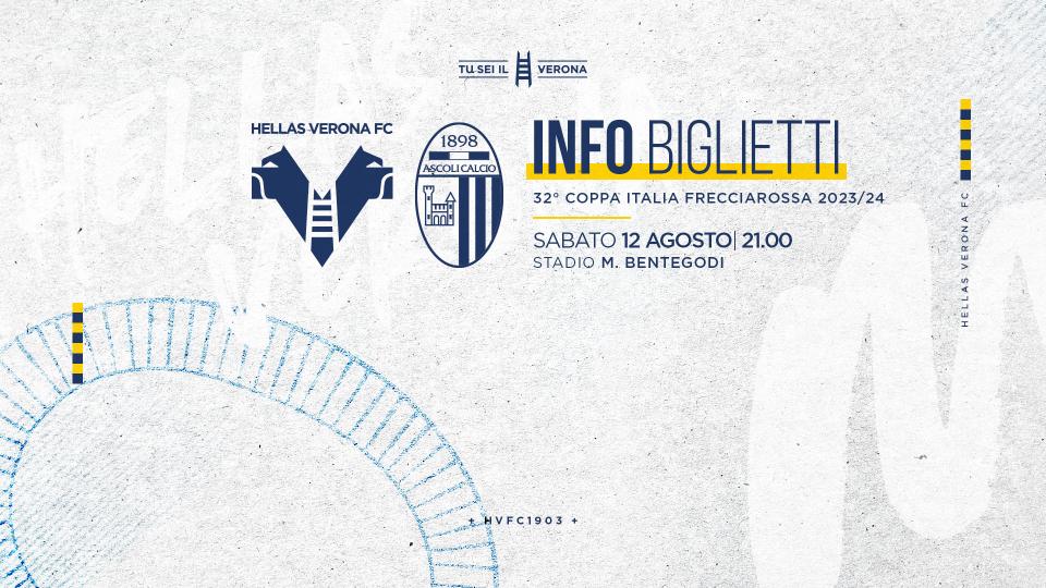 Ascoli Calcio, scatta la vendita dei biglietti per il match di Coppa Italia con il Verona al “Bentegodi” 
