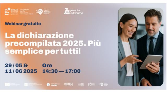 Bussola digitale e Regione Marche: formazione online gratuita per dichiarazione redditi precompilata 2025