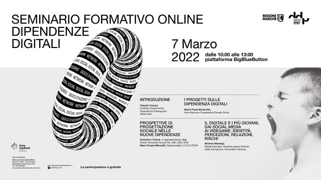 Dipartimento Dipendenze Patologiche Area Vasta 5, seminario online sui fenomeni digitali 