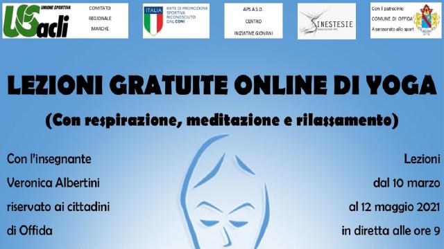 Unione Sportiva Acli: Offida, lezioni gratuite online di yoga prorogate fino al 12 Maggio