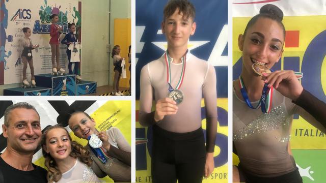 Pattinaggio artistico, tante medaglie per la Diavoli Verde Rosa ai Campionati Nazionali Aics 