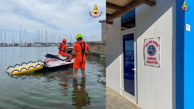Grottammare, presidio acquatico dei Vigili del Fuoco per garantire ulteriore sicurezza su tutto il litorale